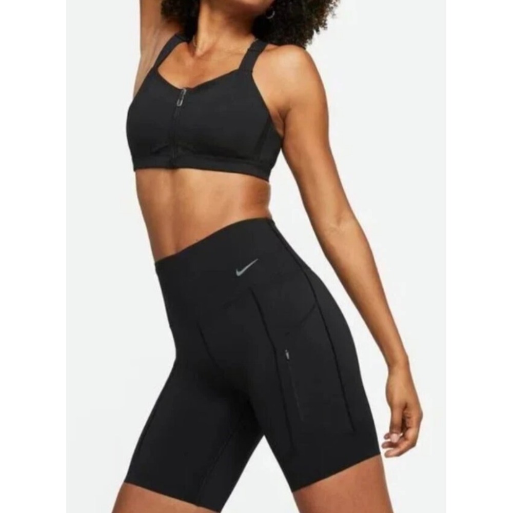 Nike Women's Firm-Support High-Waisted 8" Shorts DQ5923-010 Size XS Black New